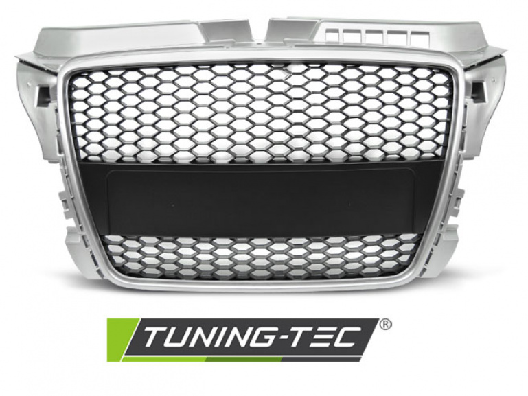 Upgrade Sportgrill / Kühlergrill für Audi A3 8P Facelift 08-12 matt Silber in Wabendesign